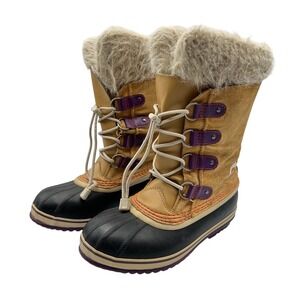 Sorel Joan of Arctic Waterproof Snow Boots Womens Size 6 Suede Faux Fur Mid Calf